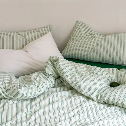 Birch Row Fine-Stripe Washed Cotton Bedding Set