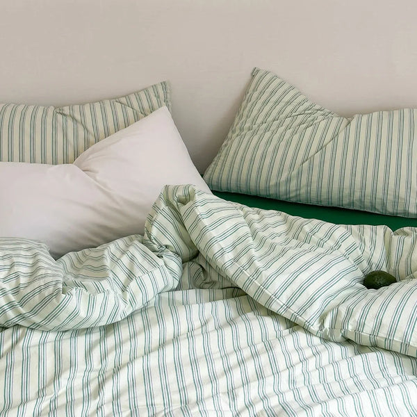 Birch Row Fine-Stripe Washed Cotton Bedding Set