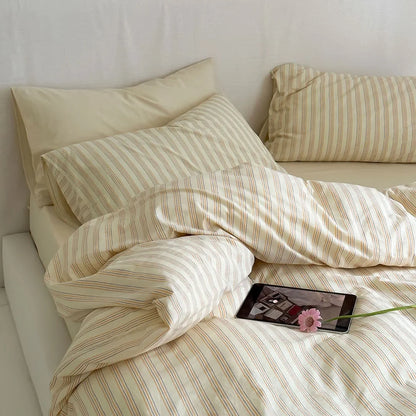 Birch Row Fine-Stripe Washed Cotton Bedding Set