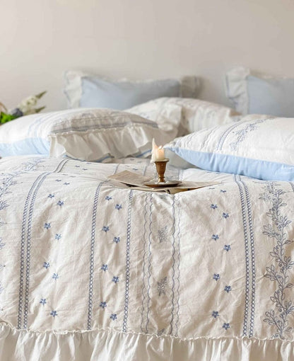Delicate Ruffle Embroidery Bedding Set - WhisperLinens