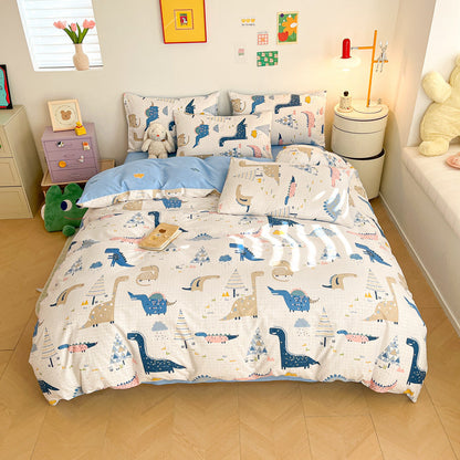 Stomp Dinosaur Print Cotton Bedding Set - T-Rex - WhisperLinens