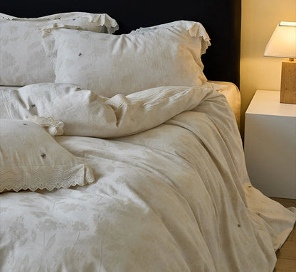 Eloise Eyelet Lace Jacquard Cotton-Linen Bedding Set