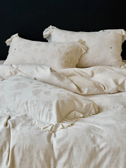 Eloise Eyelet Lace Jacquard Cotton-Linen Bedding Set