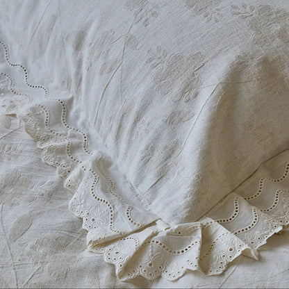Eloise Eyelet Lace Jacquard Cotton-Linen Bedding Set - WhisperLinens