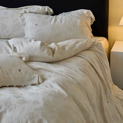 Eloise Eyelet Lace Jacquard Cotton Linen Bedding Set