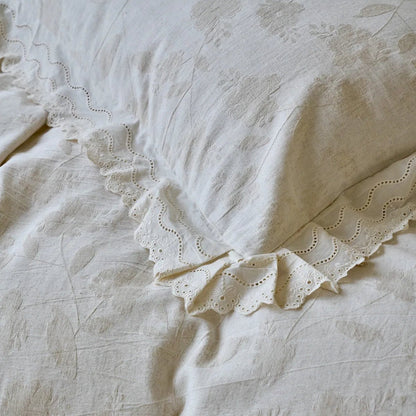 Eloise Eyelet Lace Jacquard Cotton-Linen Bedding Set - WhisperLinens