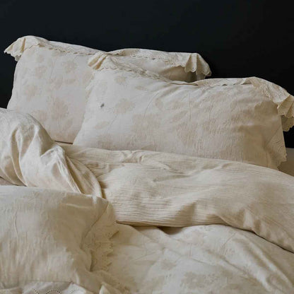 Eloise Eyelet Lace Jacquard Cotton Linen Bedding Set