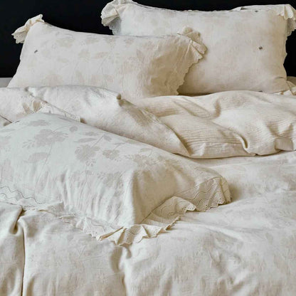 Eloise Eyelet Lace Jacquard Cotton Linen Bedding Set