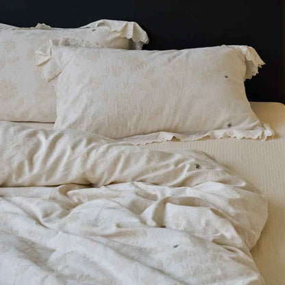 Eloise Eyelet Lace Jacquard Cotton Linen Bedding Set