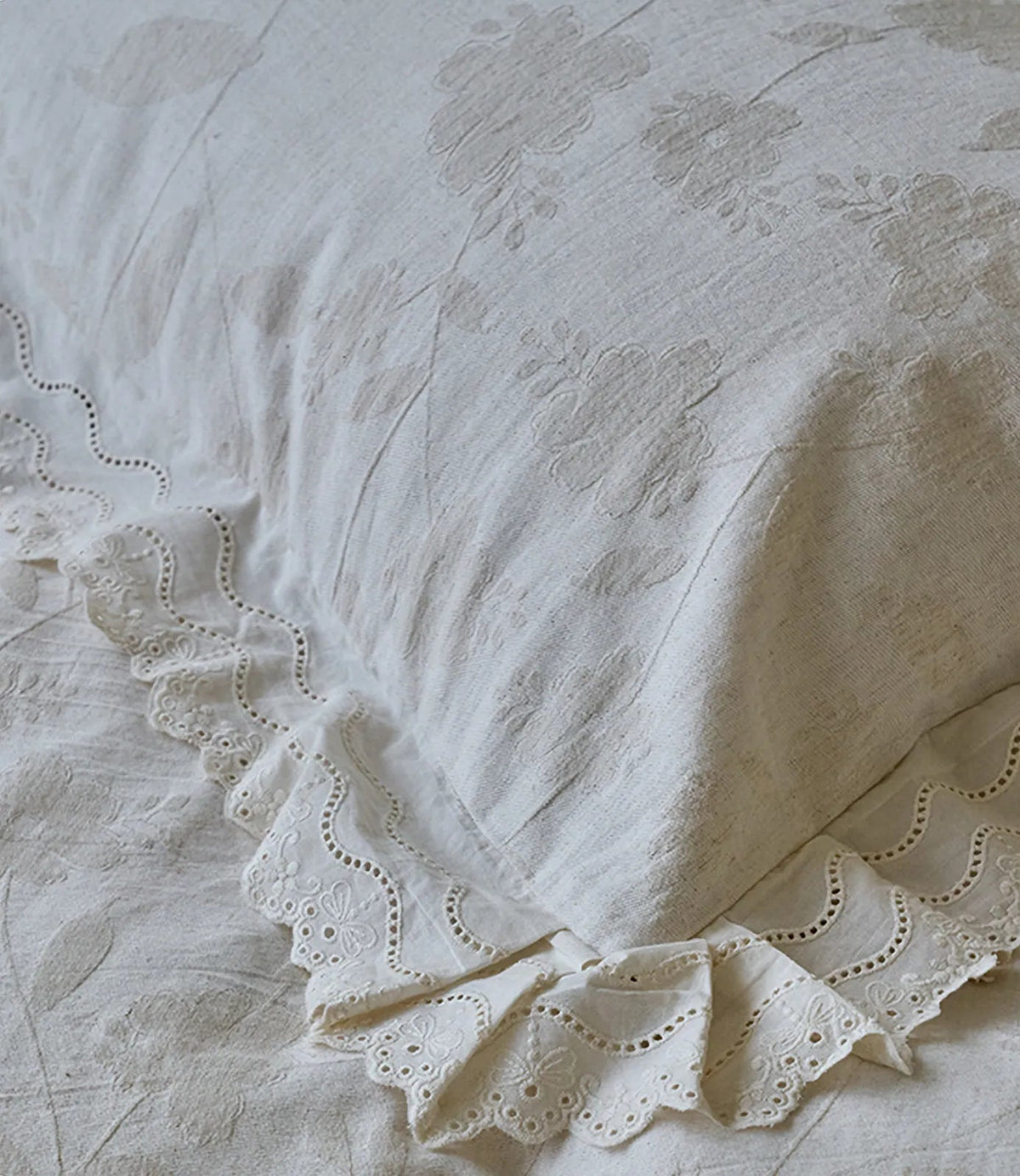 Eloise Eyelet Lace Jacquard Cotton-Linen Bedding Set