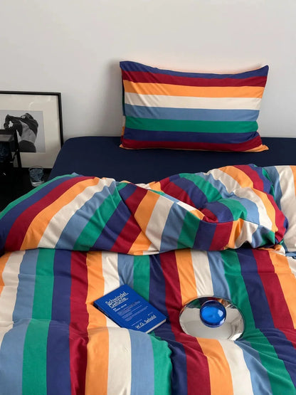 Marlow Rainbow Stripe Jersey Cotton Bedding Set