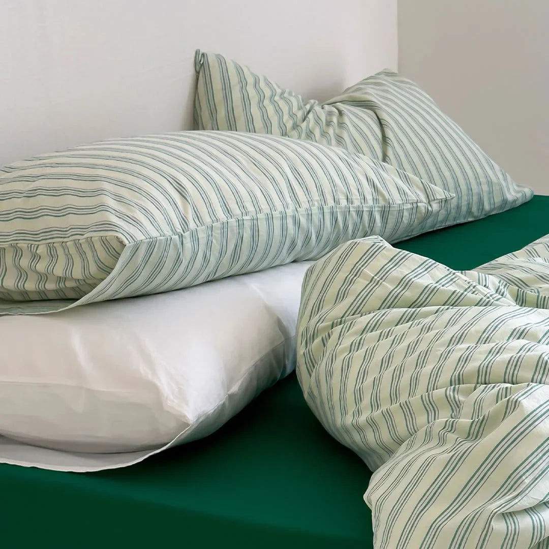 Birch Row Fine-Stripe Washed Cotton Bedding Set