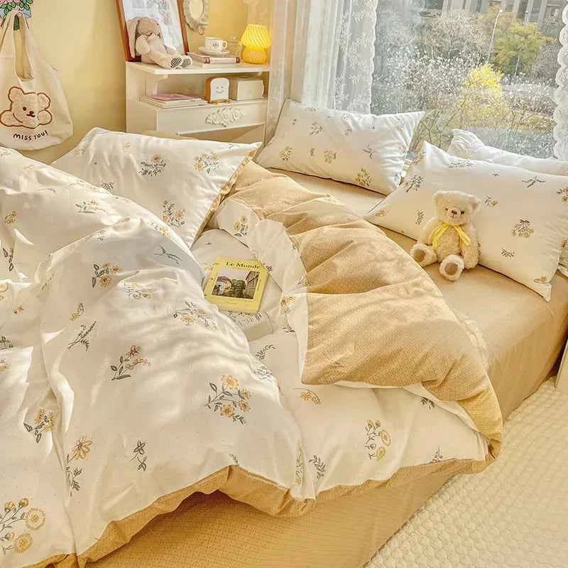 Floral Reversible Cotton Bedding Set - WhisperLinens