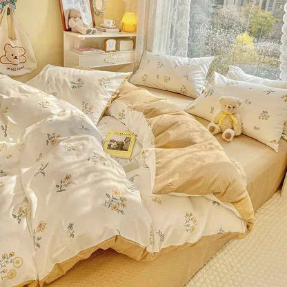 Floral Reversible Cotton Bedding Set - WhisperLinens