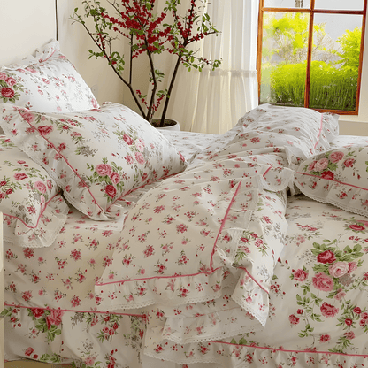 Floral Ruffled Bedding Set - WhisperLinens