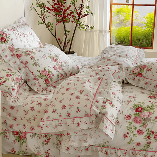 Floral Ruffled Bedding Set - WhisperLinens