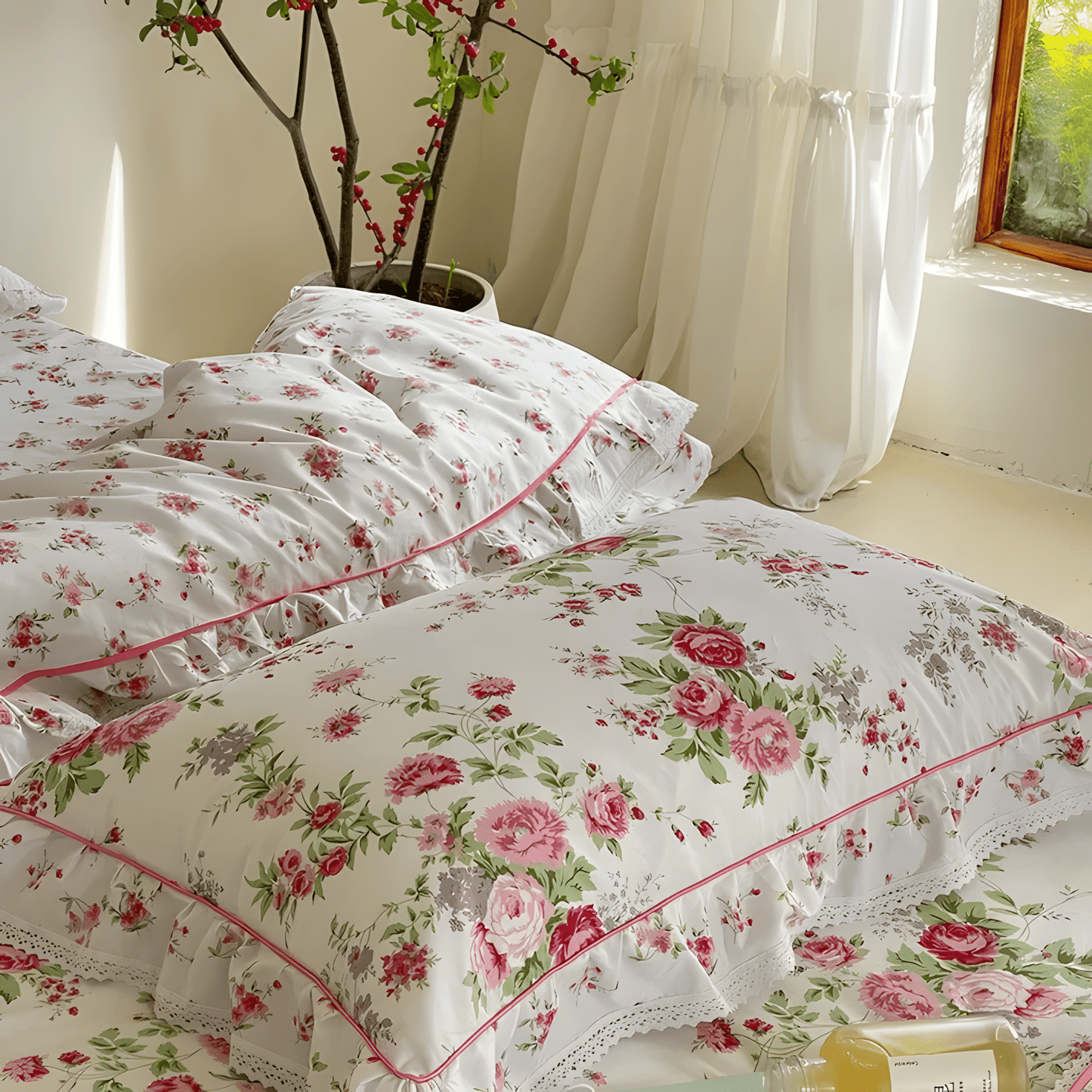 Floral Ruffled Bedding Set - WhisperLinens