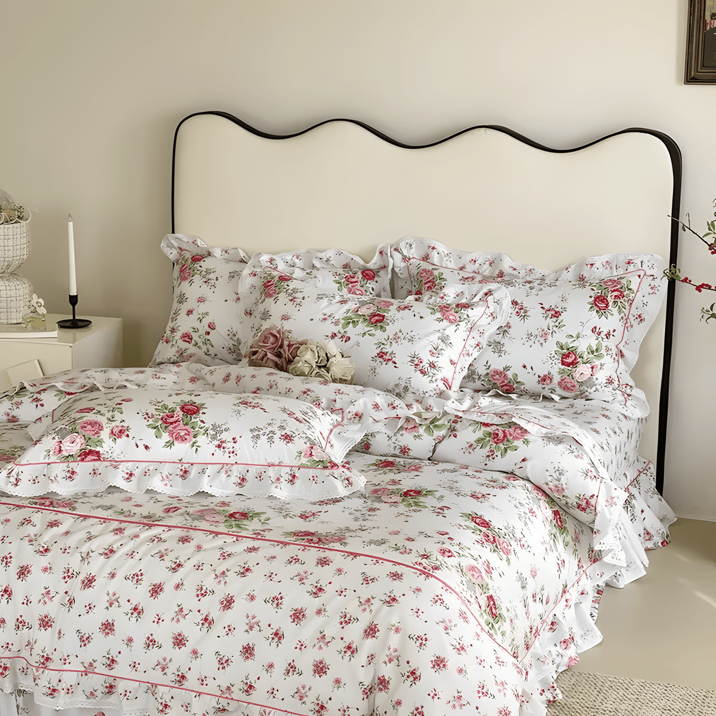 Floral Ruffled Bedding Set - WhisperLinens