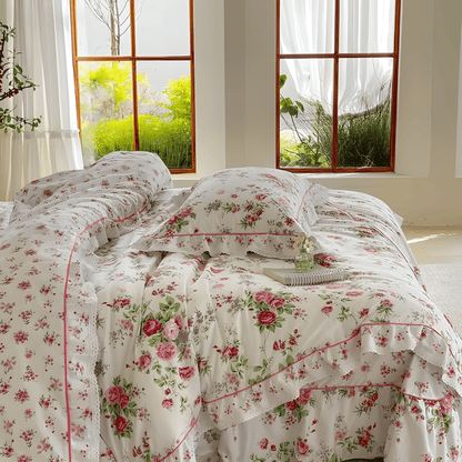 Floral Ruffled Bedding Set - WhisperLinens