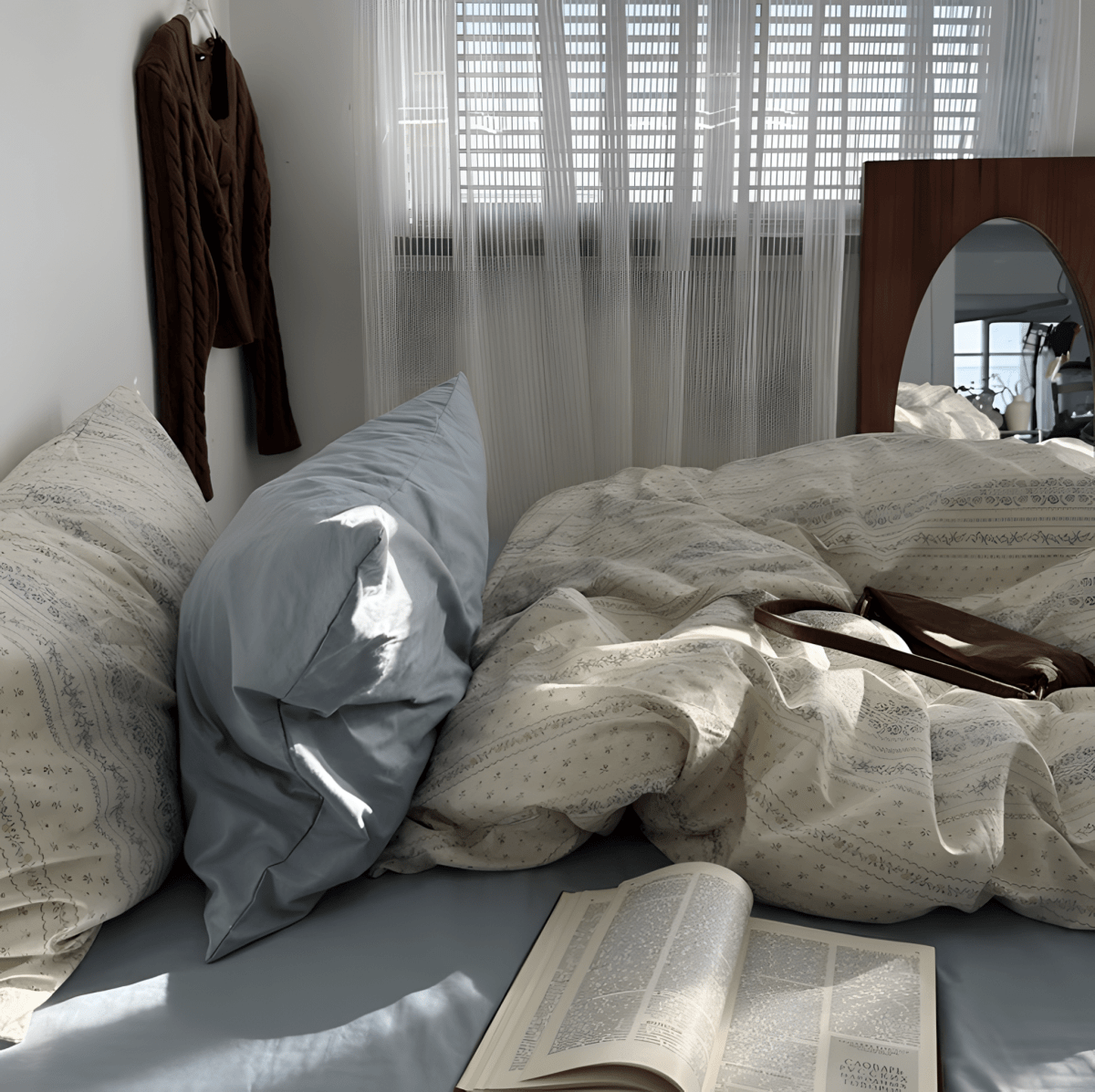 Floral Serene Stripes Bedding Set - WhisperLinens