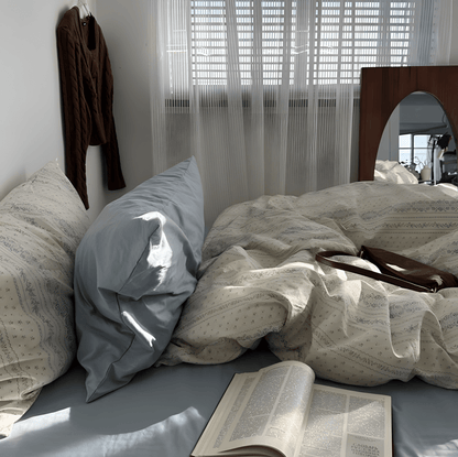 Floral Serene Stripes Bedding Set - WhisperLinens