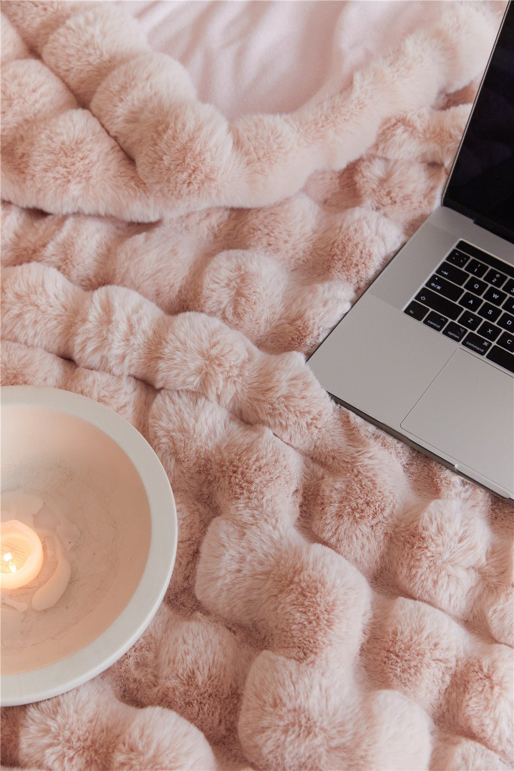 Cumulus Bubble Faux Fur Throw Blanket - Pink - WhisperLinens