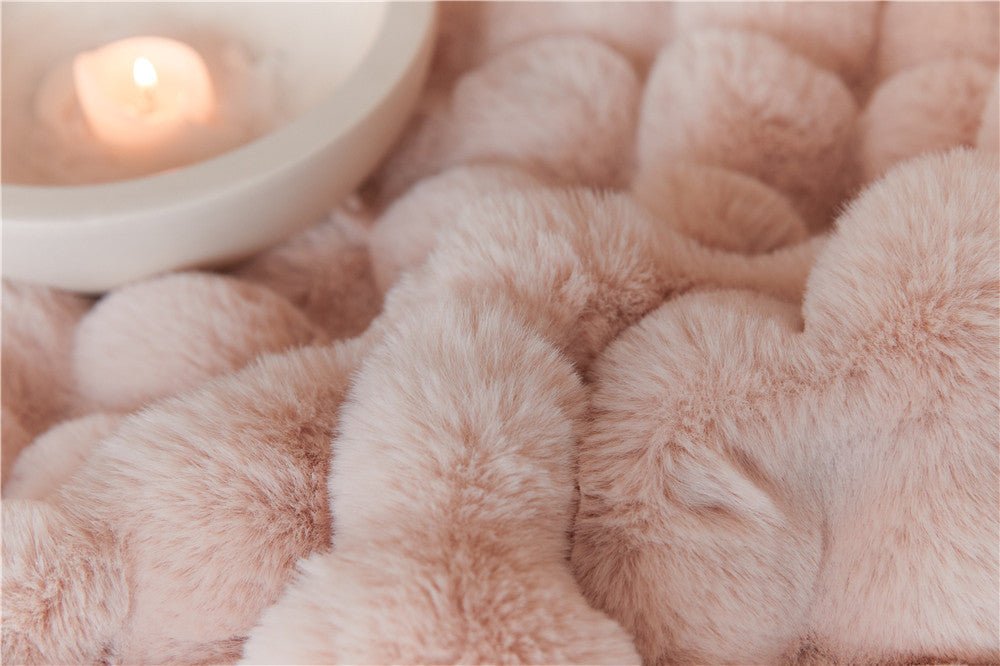 Cumulus Bubble Faux Fur Throw Blanket - Pink - WhisperLinens
