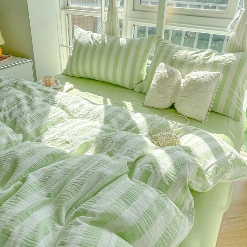 Fresh Stripe Breeze Bedding Set - WhisperLinens