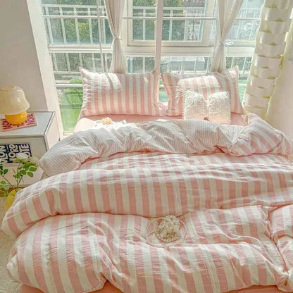 Blush Pink Stripe Bedding Set