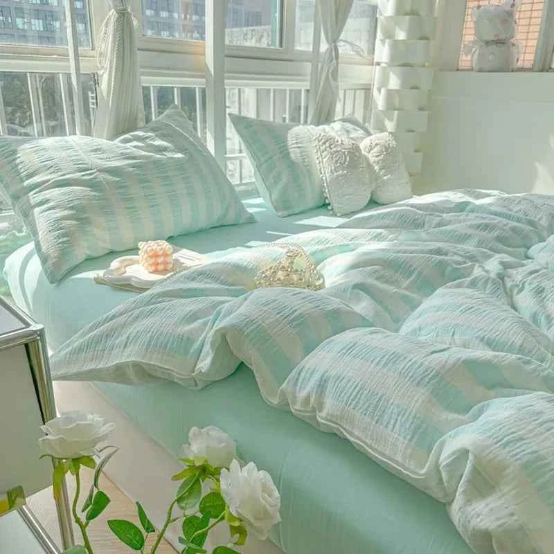 Fresh Stripe Breeze Bedding Set - WhisperLinens