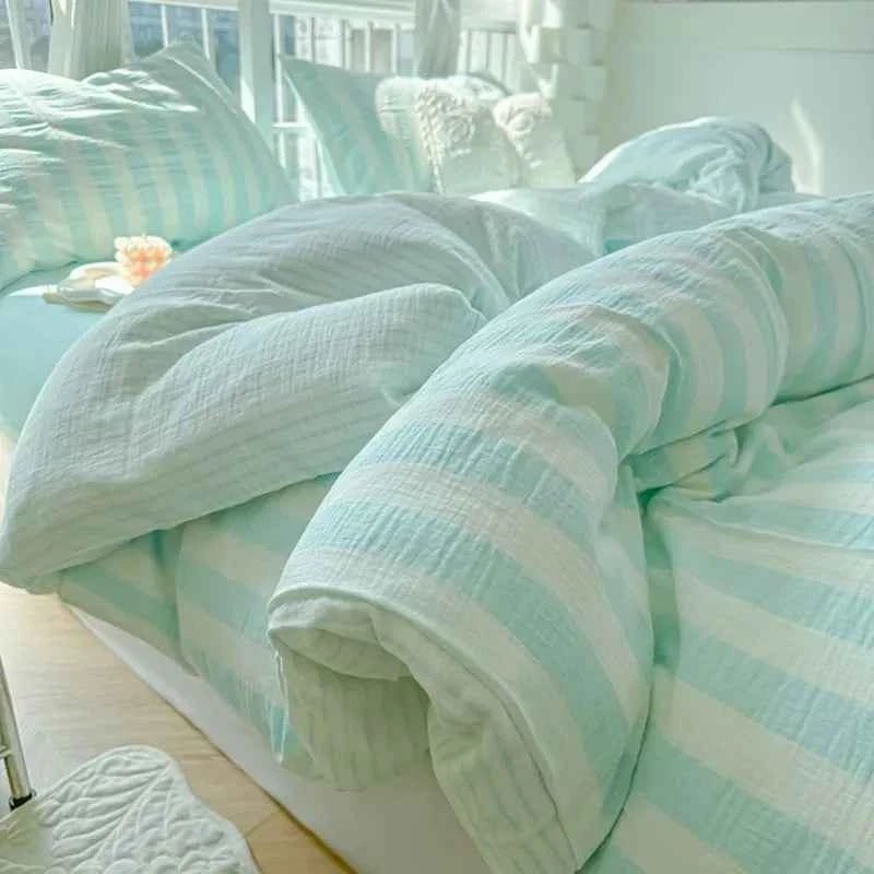 Mint Green Stripe Bedding Set
