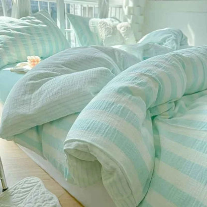 Mint Green Stripe Bedding Set