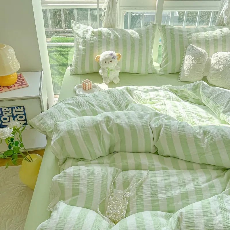 Fresh Stripe Breeze Bedding Set - WhisperLinens