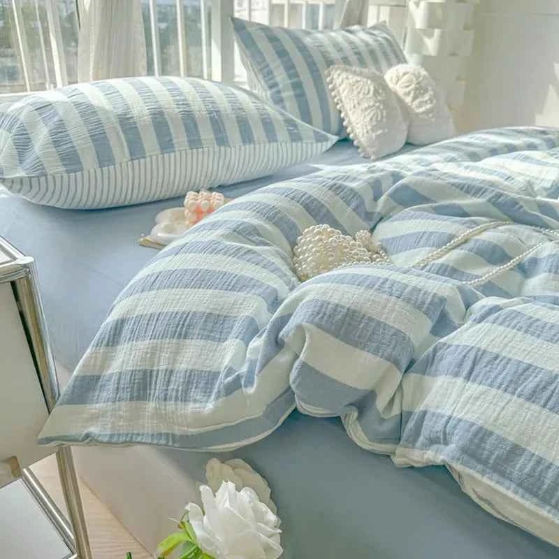 Sky Blue Stripe Bedding Set