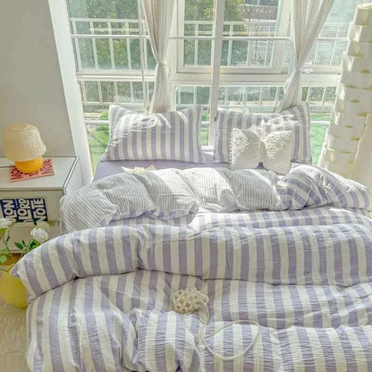 Lilac Stripe Bedding Set