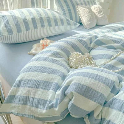 Sky Blue Stripe Bedding Set