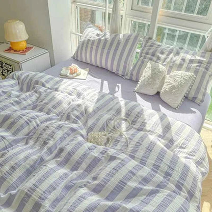 Lilac Stripe Bedding Set