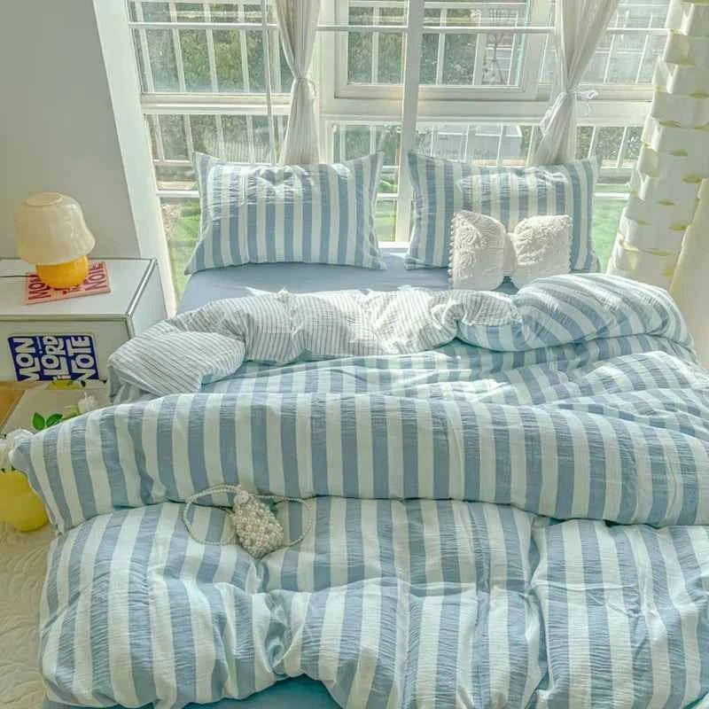 Sky Blue Stripe Bedding Set