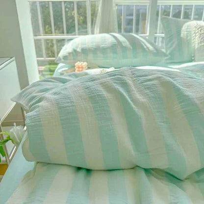 Mint Green Stripe Bedding Set