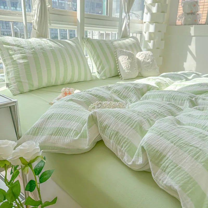 Fresh Stripe Breeze Bedding Set - WhisperLinens