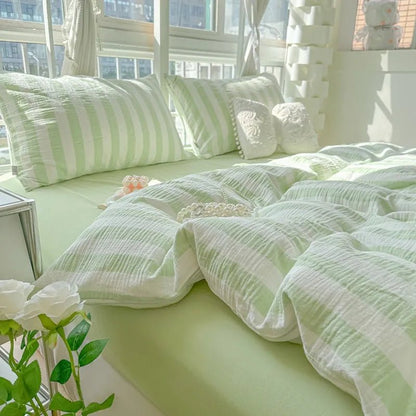 Fresh Stripe Breeze Bedding Set - WhisperLinens