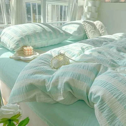 Mint Green Stripe Bedding Set