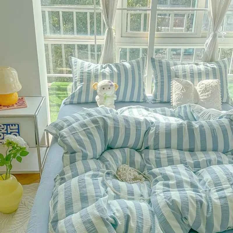 Fresh Stripe Breeze Bedding Set - WhisperLinens