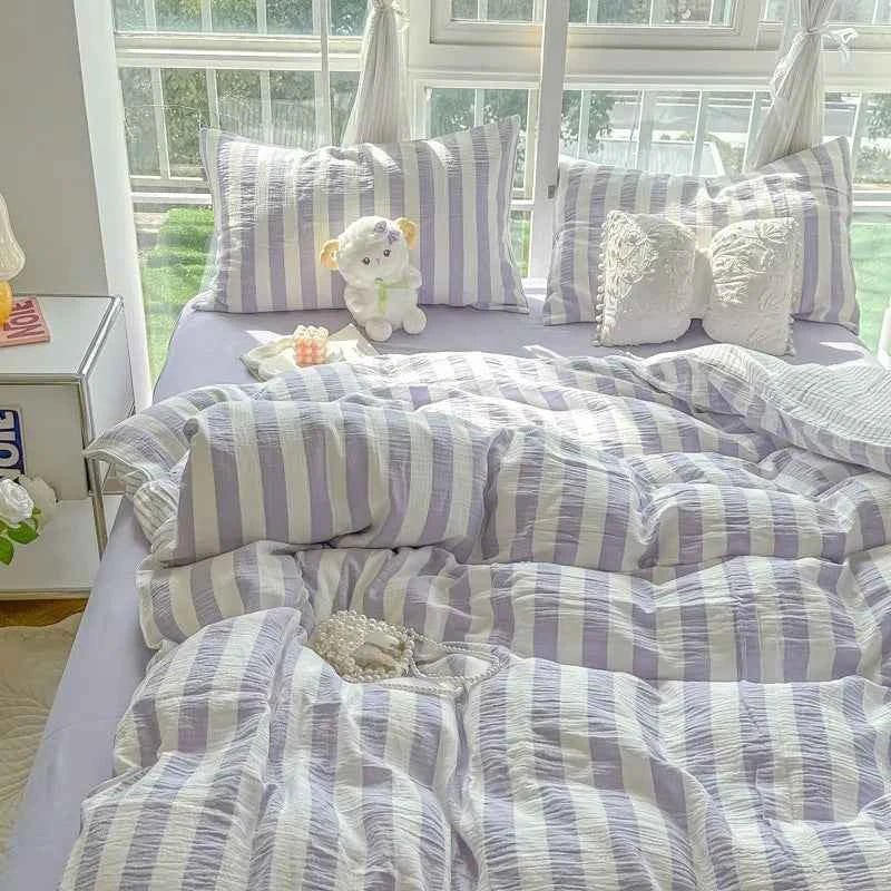 Lilac Stripe Bedding Set