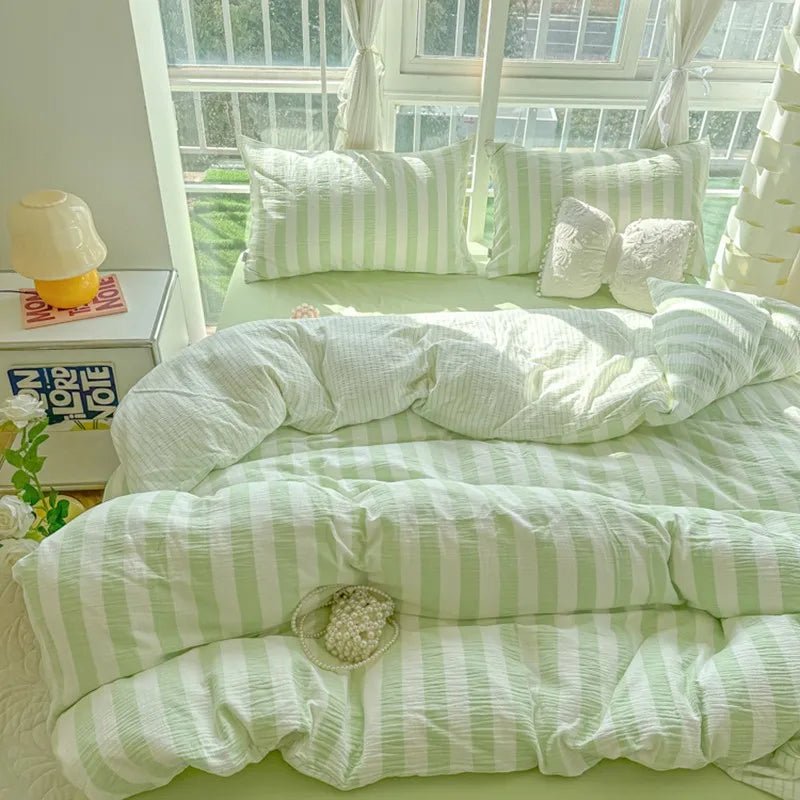 Fresh Stripe Breeze Bedding Set - WhisperLinens