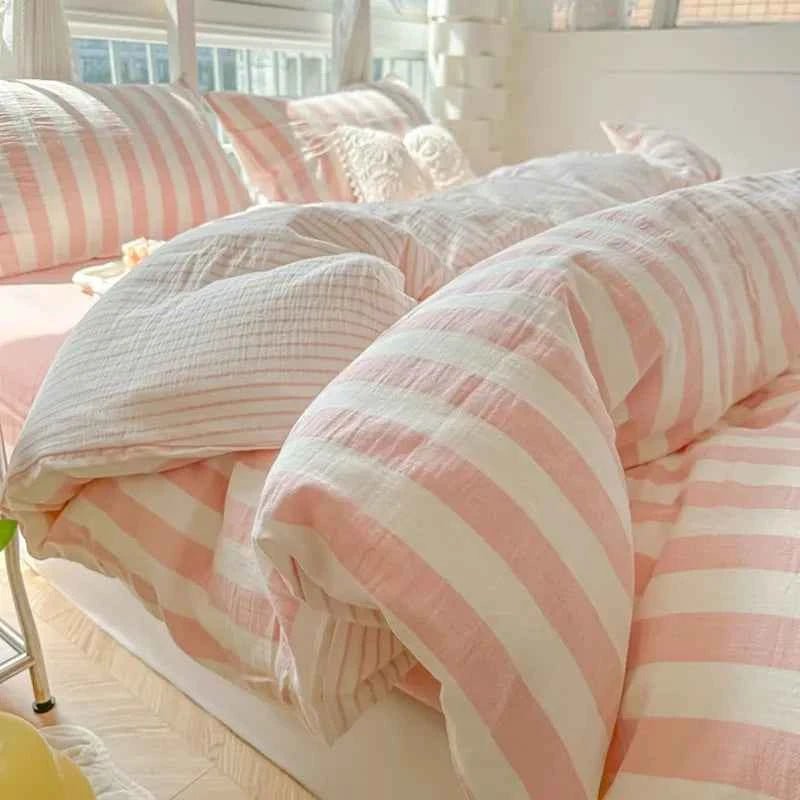 Blush Pink Stripe Bedding Set