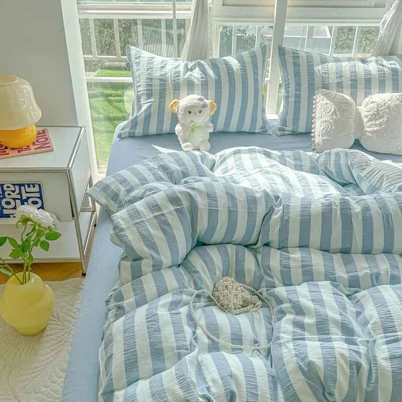 Sky Blue Stripe Bedding Set