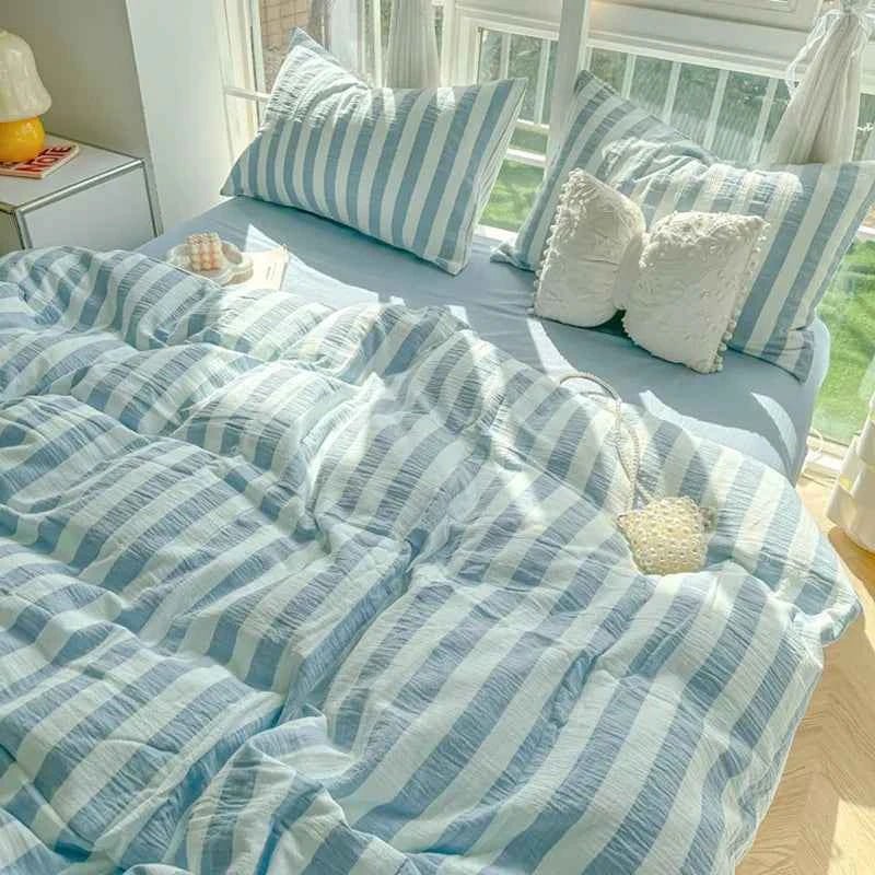 Sky Blue Stripe Bedding Set