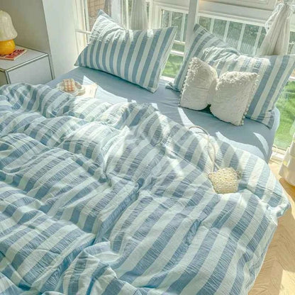 Sky Blue Stripe Bedding Set