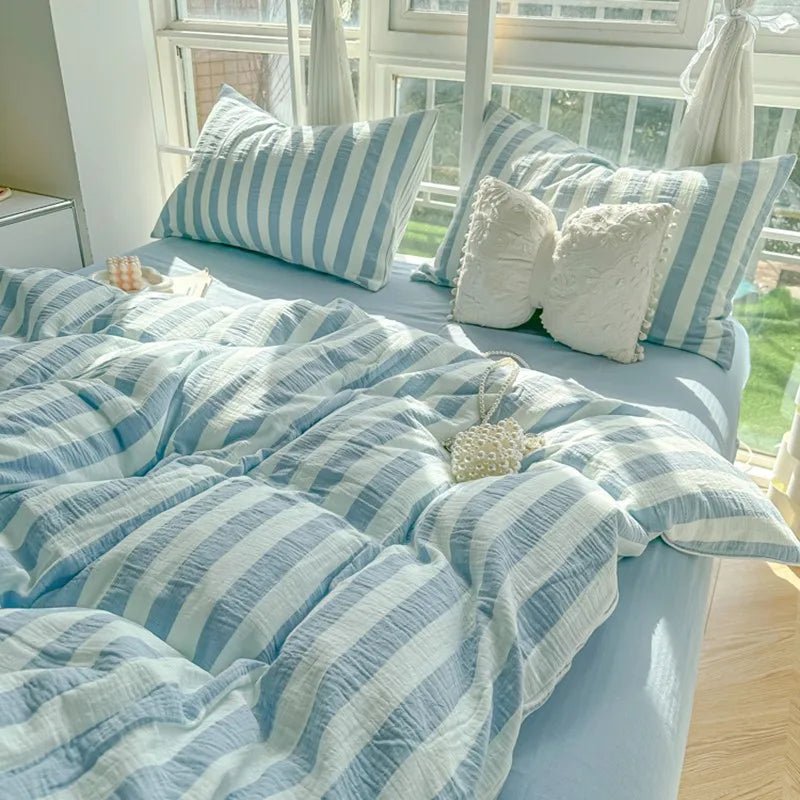 Fresh Stripe Breeze Bedding Set - WhisperLinens
